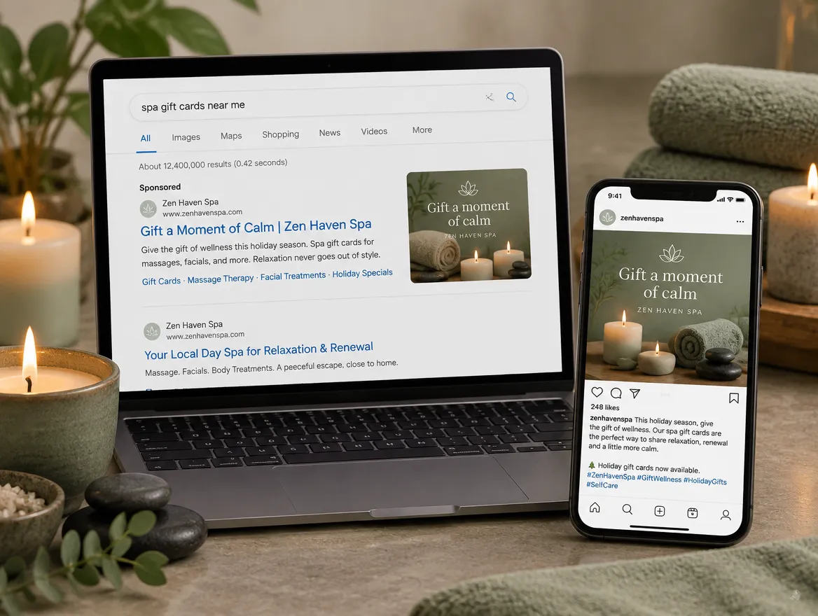 Zen Haven Spa: holiday gift-card campaign across search and social