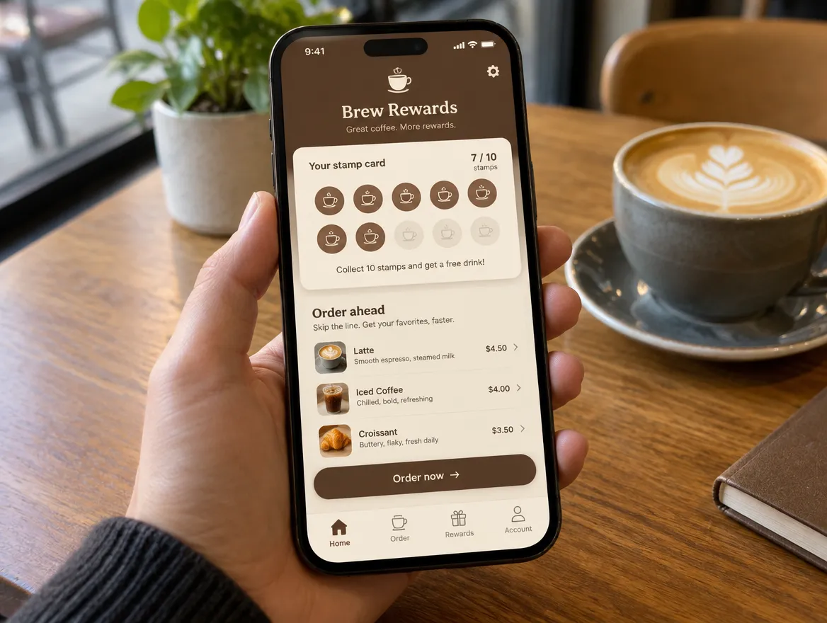 Brew Rewards: stamp card loyalty and order-ahead