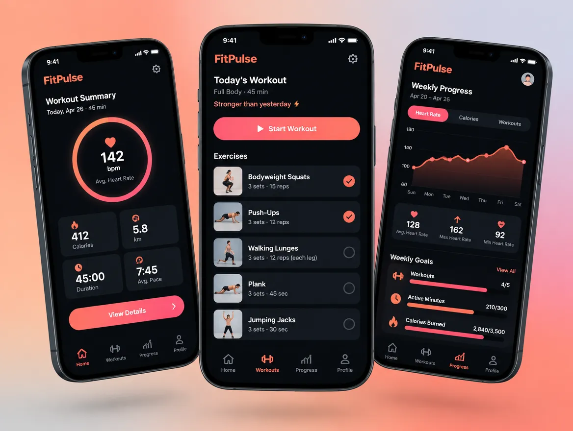 FitPulse: workout tracking with heart-rate and progress