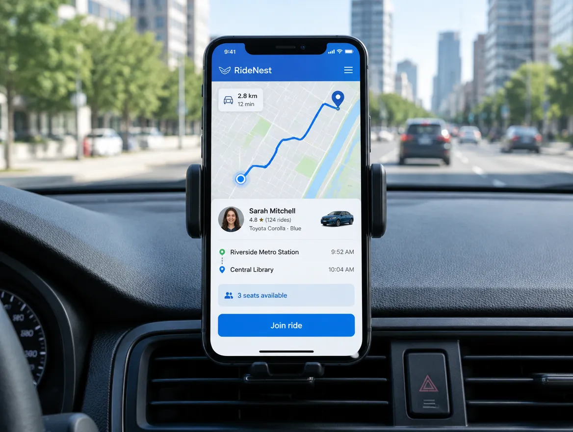 RideNest: live routes, seats and ride requests