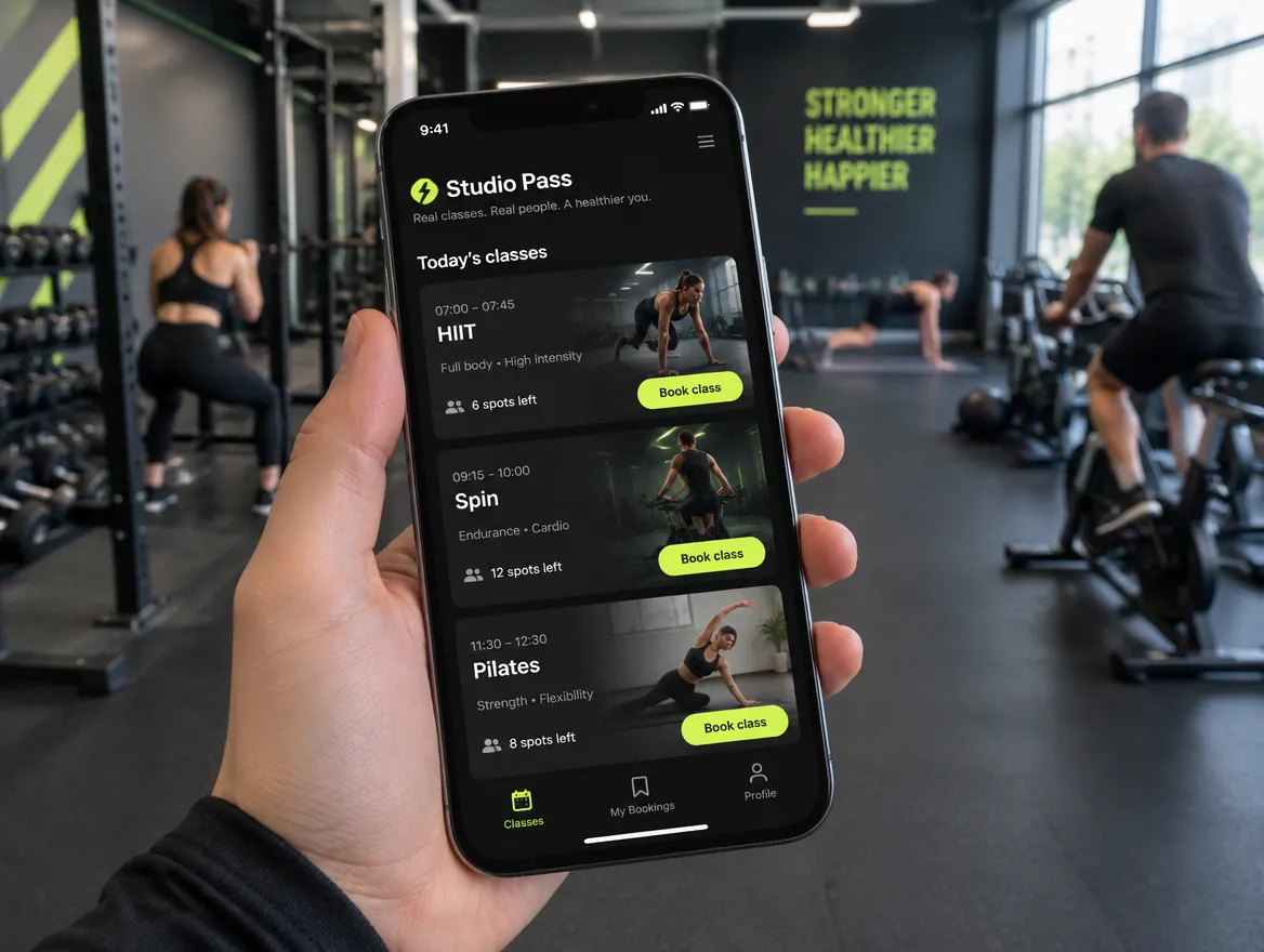 Studio Pass: class timetable and one-tap booking