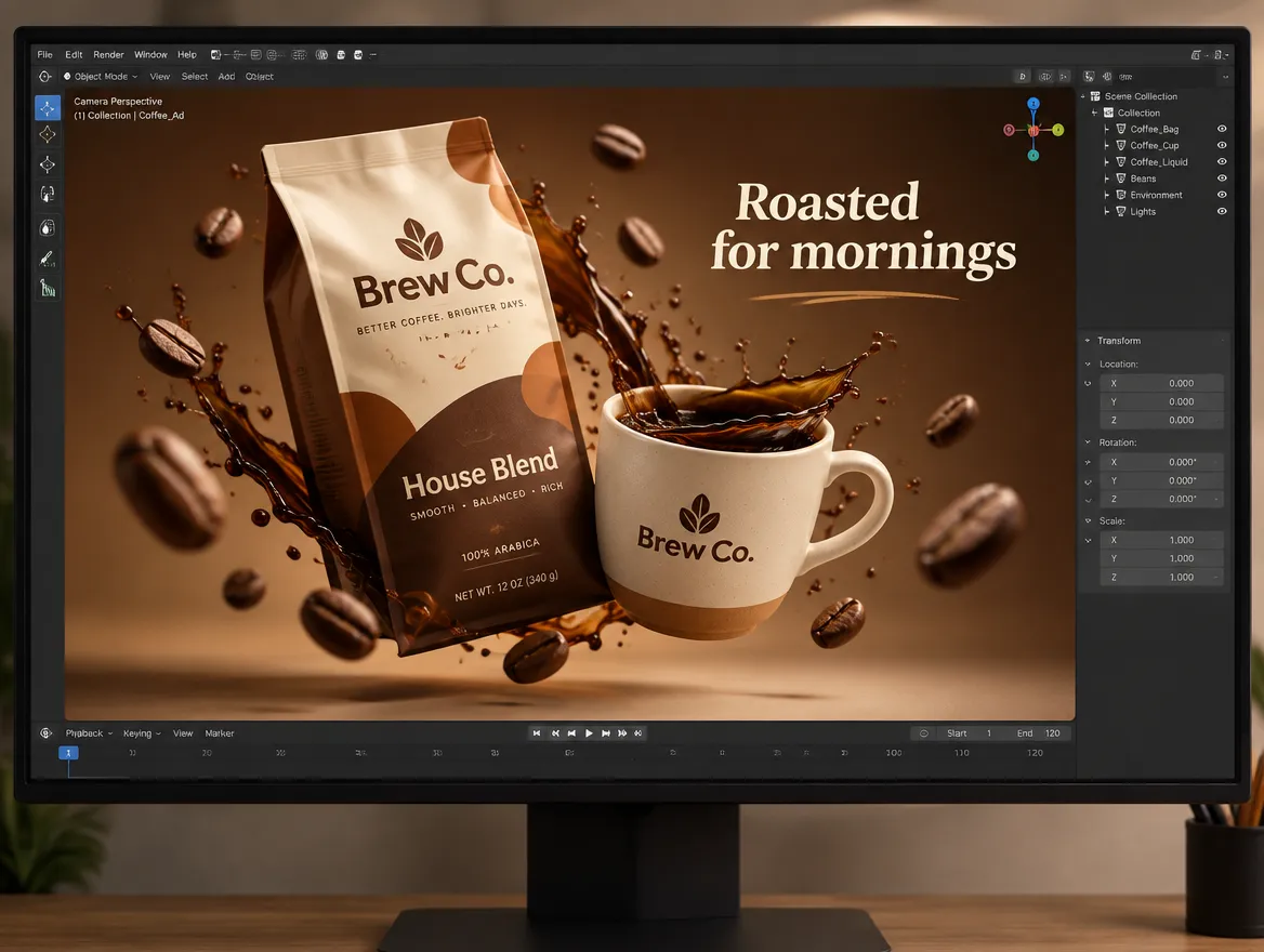 Brew Co.: 3d product animation for a coffee launch