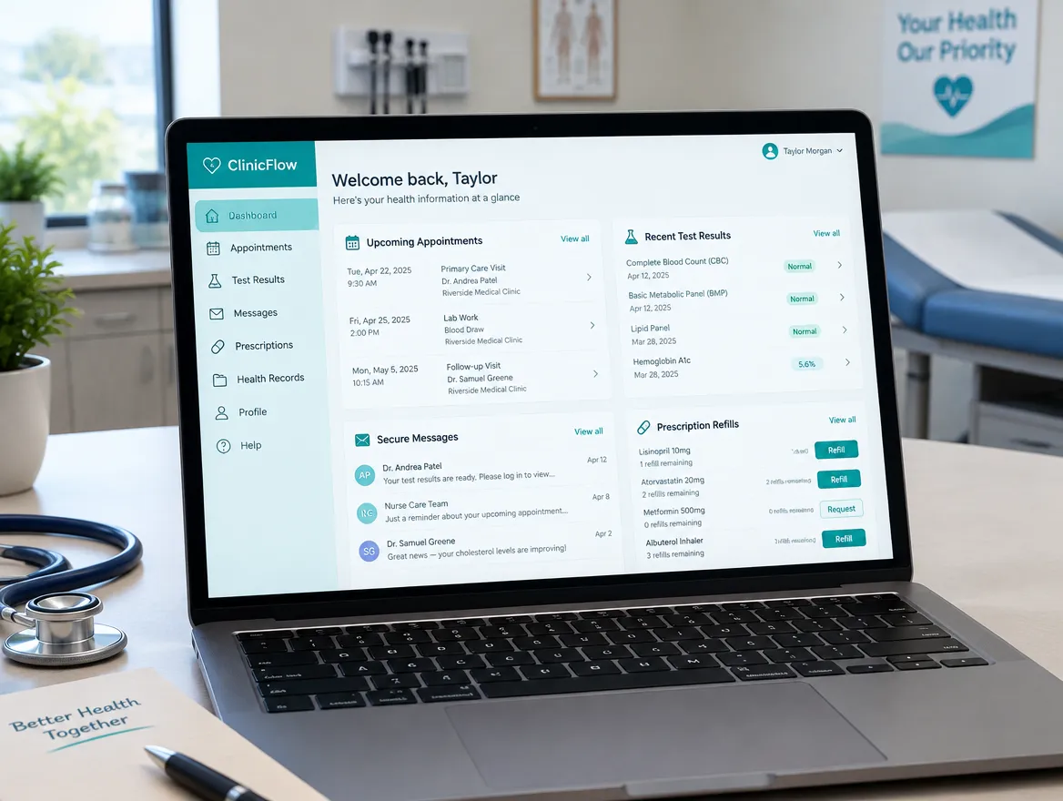 ClinicFlow: patient portal for appointments, results and refills