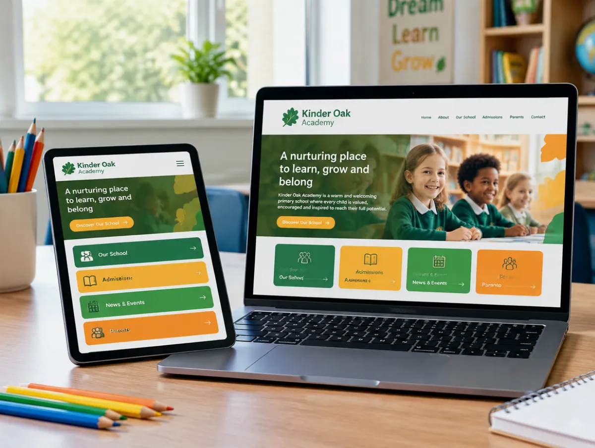 Kinder Oak Academy: school website parents can actually use