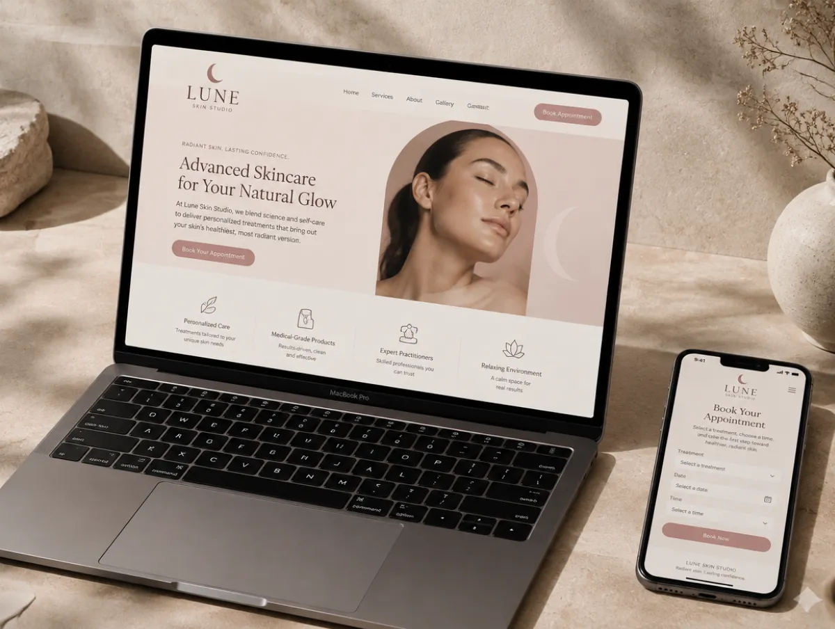 Lune Skin Studio: identity and booking site for a skin clinic